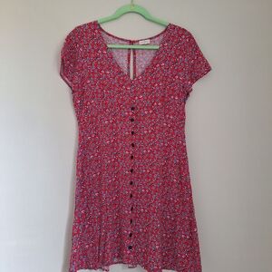 Mason & Belle Floral Red Button-Down Dress